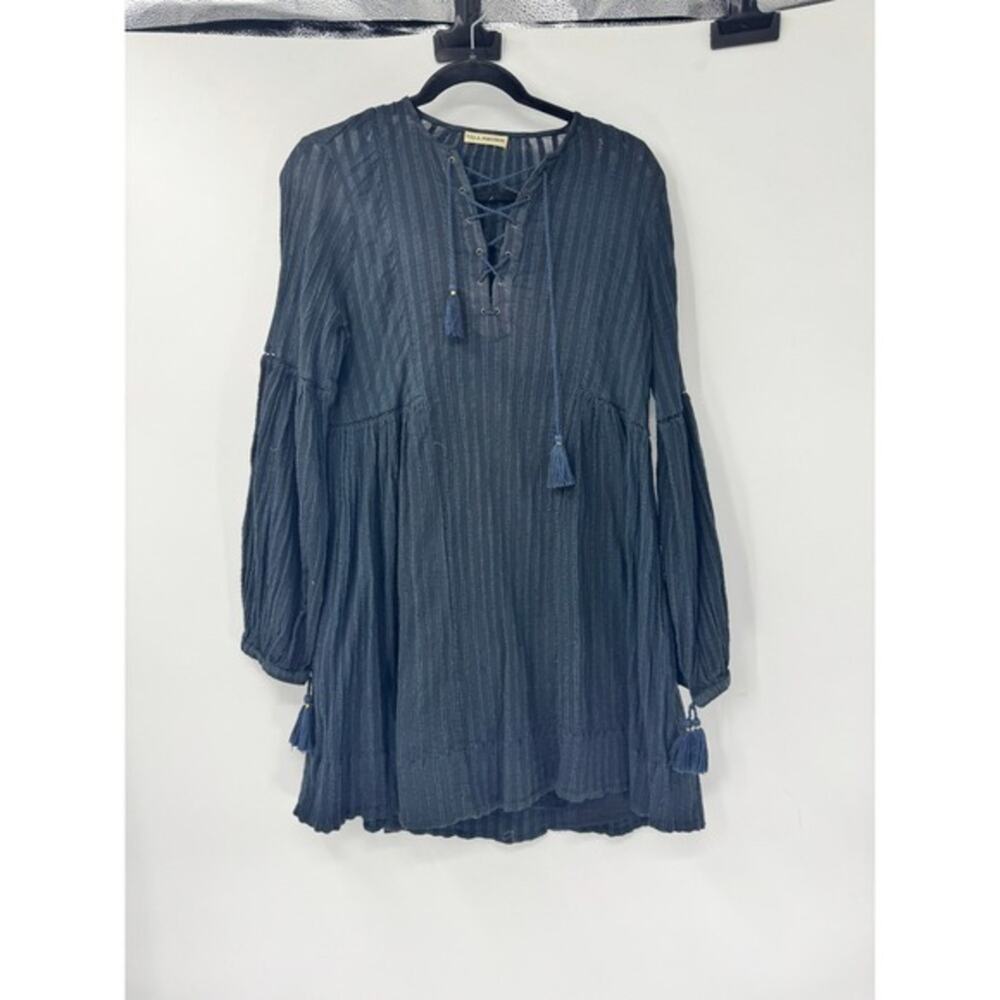 Ulla Johnson Helena Tunic Navy Blue Lace Up Striped Dress Women's Size 4